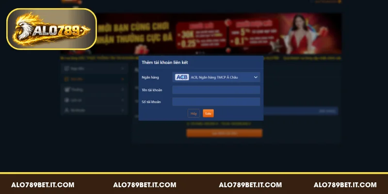 Click mục Rút tiền và liên kết ngân hàng