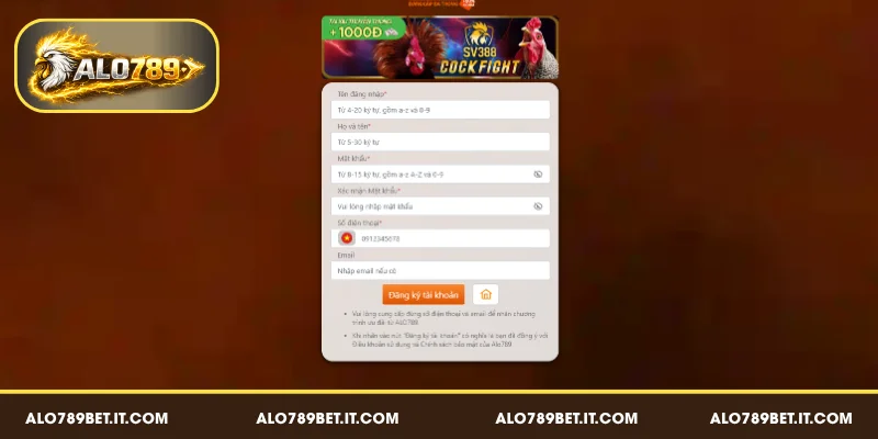 Quy trình đăng ký ALO789 BET trên máy tính