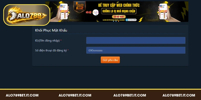 Quy trình lấy lại mật khẩu ALO789 BET đơn giản