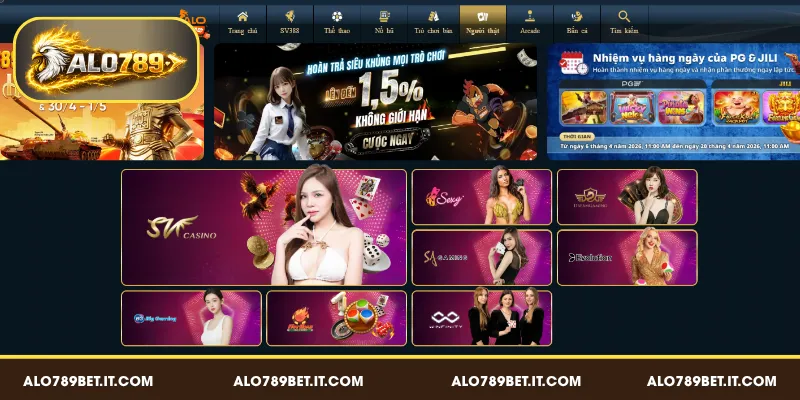 Top 3 nhà cung cấp danh tiếng tại sảnh Live Casino ALO789 BET